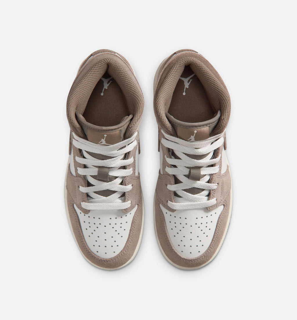 Air Jordan 1 Mid Grade School Lifestyle Shoe – Enigma Stone/Olive Grey/Summit White