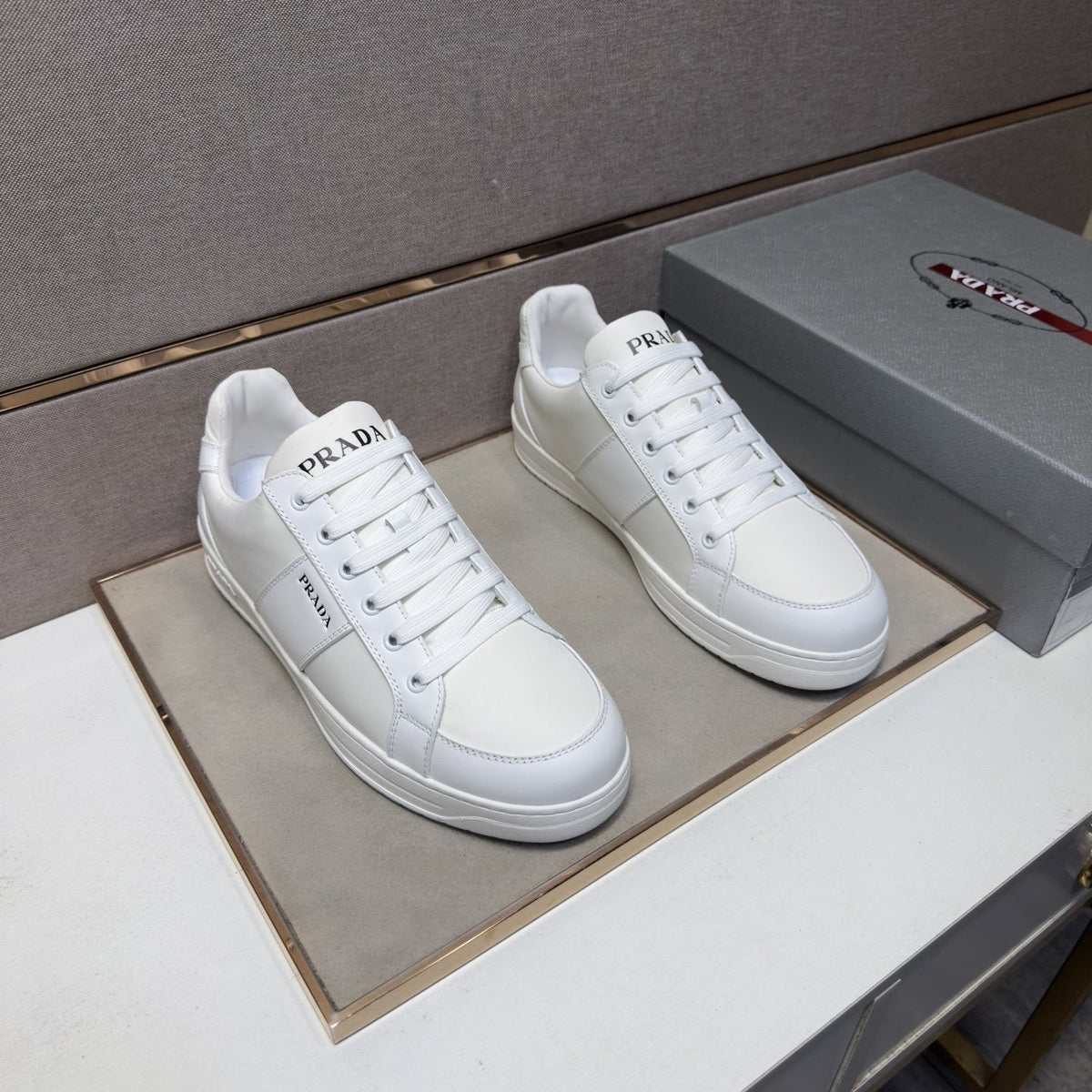 Prada Men's Low-Top Lace-Up Sneakers - Paneled Upper